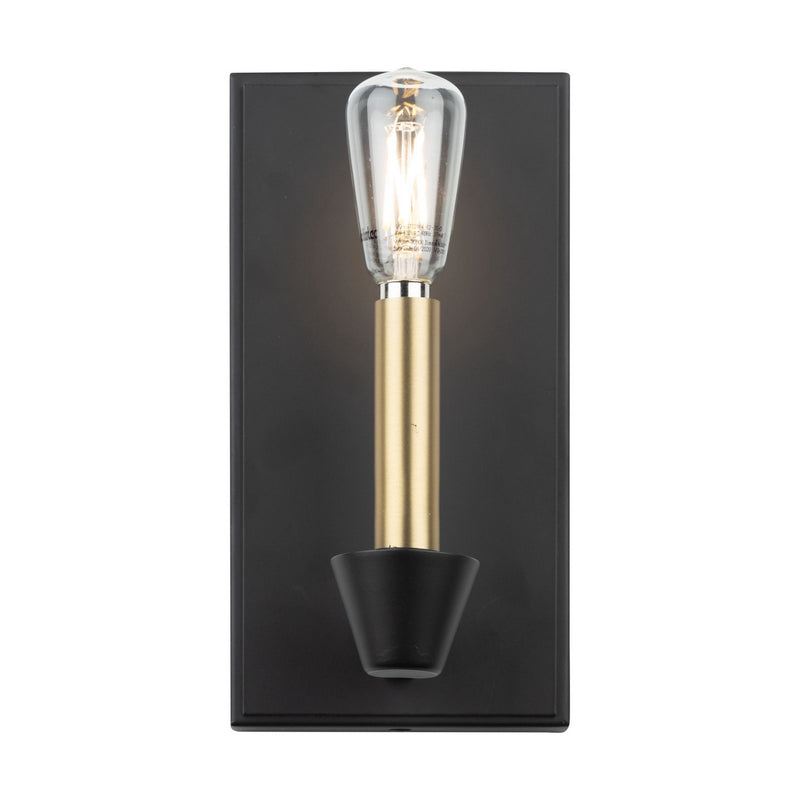 One Light Wall Sconce<br /><span style="color:#4AB0CE;">Entrega: 4-10 dias en USA</span><br /><span style="color:#4AB0CE;font-size:60%;">PREGUNTE POR ENTREGA EN PANAMA</span><br />Collection: Notting Hill<br />Finish: Black and Brushed Brass