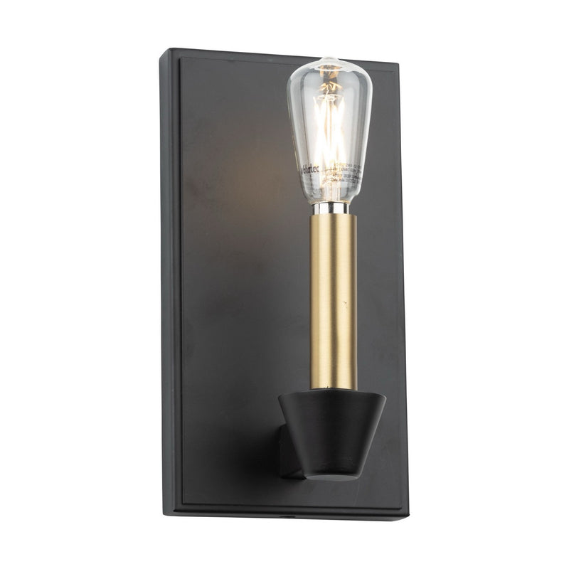 One Light Wall Sconce<br /><span style="color:#4AB0CE;">Entrega: 4-10 dias en USA</span><br /><span style="color:#4AB0CE;font-size:60%;">PREGUNTE POR ENTREGA EN PANAMA</span><br />Collection: Notting Hill<br />Finish: Black and Brushed Brass