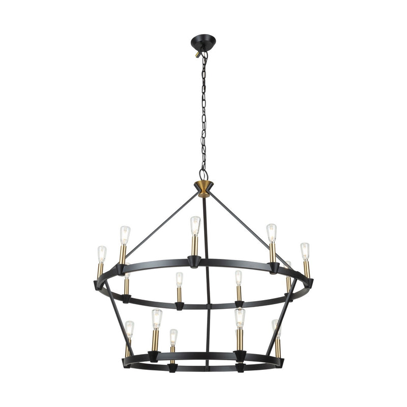 15 Light Chandelier<br /><span style="color:#4AB0CE;">Entrega: 4-10 dias en USA</span><br /><span style="color:#4AB0CE;font-size:60%;">PREGUNTE POR ENTREGA EN PANAMA</span><br />Collection: Notting Hill<br />Finish: Black and Brushed Brass