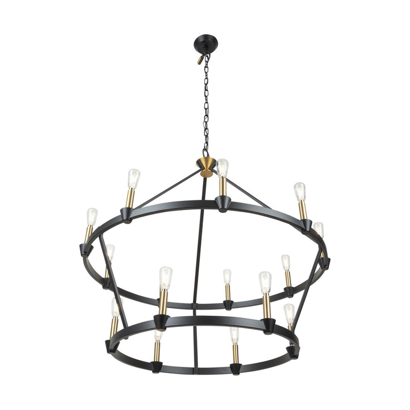 15 Light Chandelier<br /><span style="color:#4AB0CE;">Entrega: 4-10 dias en USA</span><br /><span style="color:#4AB0CE;font-size:60%;">PREGUNTE POR ENTREGA EN PANAMA</span><br />Collection: Notting Hill<br />Finish: Black and Brushed Brass