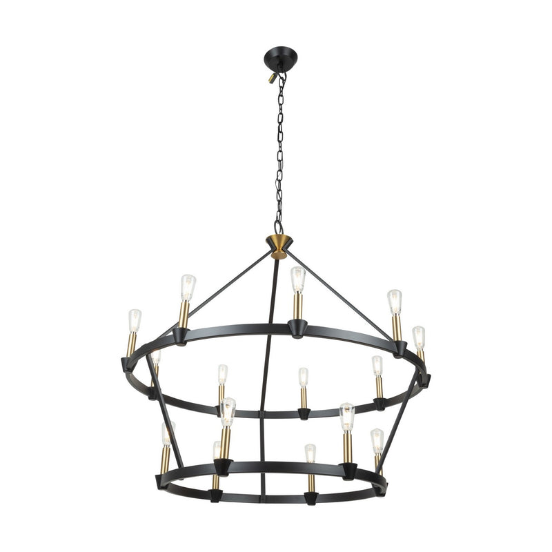 15 Light Chandelier<br /><span style="color:#4AB0CE;">Entrega: 4-10 dias en USA</span><br /><span style="color:#4AB0CE;font-size:60%;">PREGUNTE POR ENTREGA EN PANAMA</span><br />Collection: Notting Hill<br />Finish: Black and Brushed Brass