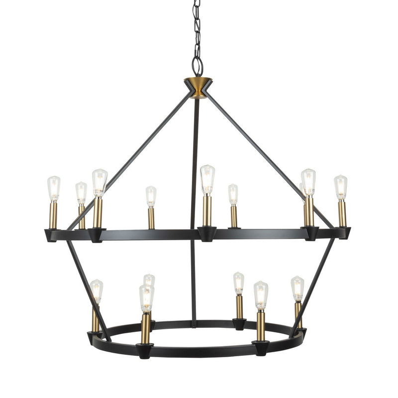 15 Light Chandelier<br /><span style="color:#4AB0CE;">Entrega: 4-10 dias en USA</span><br /><span style="color:#4AB0CE;font-size:60%;">PREGUNTE POR ENTREGA EN PANAMA</span><br />Collection: Notting Hill<br />Finish: Black and Brushed Brass