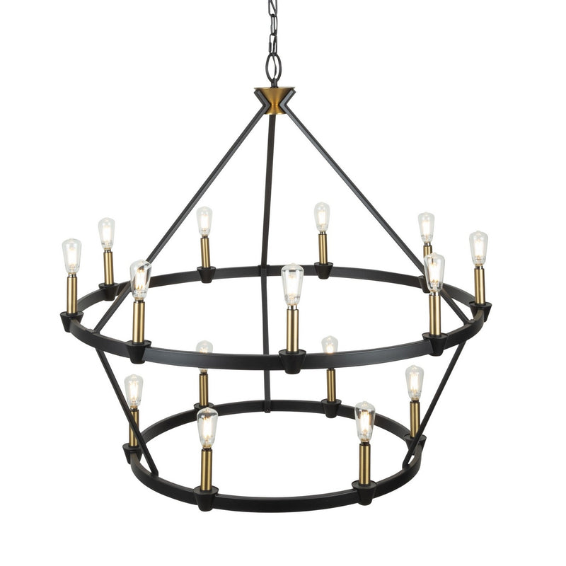 15 Light Chandelier<br /><span style="color:#4AB0CE;">Entrega: 4-10 dias en USA</span><br /><span style="color:#4AB0CE;font-size:60%;">PREGUNTE POR ENTREGA EN PANAMA</span><br />Collection: Notting Hill<br />Finish: Black and Brushed Brass