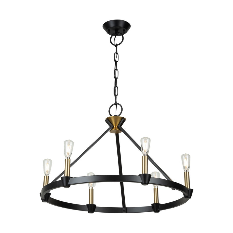 Six Light Chandelier<br /><span style="color:#4AB0CE;">Entrega: 4-10 dias en USA</span><br /><span style="color:#4AB0CE;font-size:60%;">PREGUNTE POR ENTREGA EN PANAMA</span><br />Collection: Notting Hill<br />Finish: Black and Brushed Brass