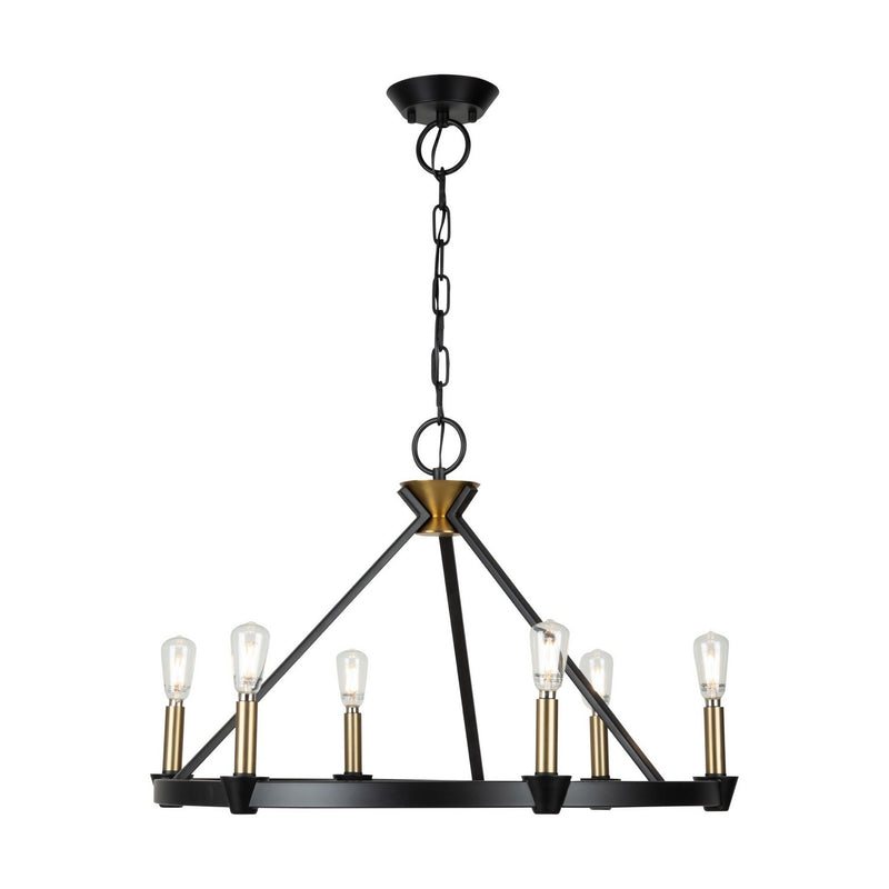 Six Light Chandelier<br /><span style="color:#4AB0CE;">Entrega: 4-10 dias en USA</span><br /><span style="color:#4AB0CE;font-size:60%;">PREGUNTE POR ENTREGA EN PANAMA</span><br />Collection: Notting Hill<br />Finish: Black and Brushed Brass