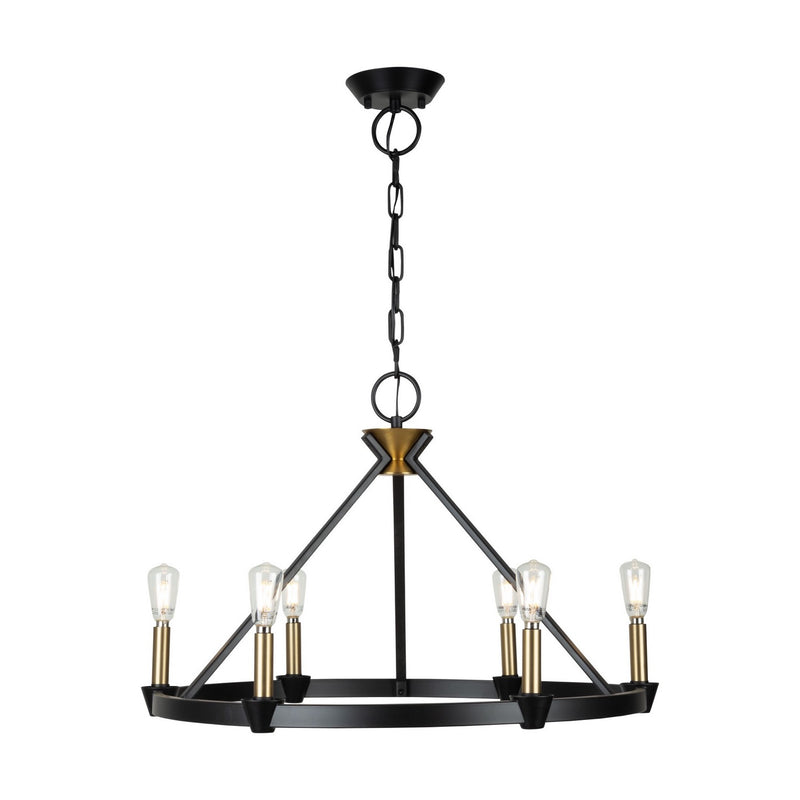 Six Light Chandelier<br /><span style="color:#4AB0CE;">Entrega: 4-10 dias en USA</span><br /><span style="color:#4AB0CE;font-size:60%;">PREGUNTE POR ENTREGA EN PANAMA</span><br />Collection: Notting Hill<br />Finish: Black and Brushed Brass