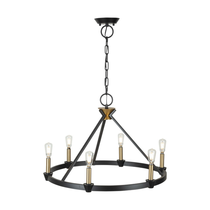 Six Light Chandelier<br /><span style="color:#4AB0CE;">Entrega: 4-10 dias en USA</span><br /><span style="color:#4AB0CE;font-size:60%;">PREGUNTE POR ENTREGA EN PANAMA</span><br />Collection: Notting Hill<br />Finish: Black and Brushed Brass
