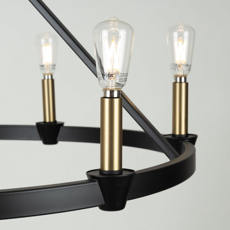 Six Light Chandelier<br /><span style="color:#4AB0CE;">Entrega: 4-10 dias en USA</span><br /><span style="color:#4AB0CE;font-size:60%;">PREGUNTE POR ENTREGA EN PANAMA</span><br />Collection: Notting Hill<br />Finish: Black and Brushed Brass