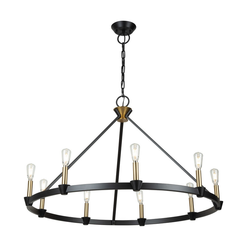 Nine Light Chandelier<br /><span style="color:#4AB0CE;">Entrega: 4-10 dias en USA</span><br /><span style="color:#4AB0CE;font-size:60%;">PREGUNTE POR ENTREGA EN PANAMA</span><br />Collection: Notting Hill<br />Finish: Black and Brushed Brass