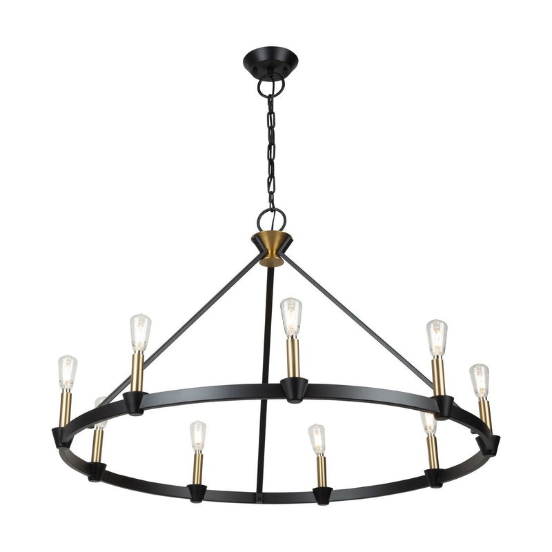 Nine Light Chandelier<br /><span style="color:#4AB0CE;">Entrega: 4-10 dias en USA</span><br /><span style="color:#4AB0CE;font-size:60%;">PREGUNTE POR ENTREGA EN PANAMA</span><br />Collection: Notting Hill<br />Finish: Black and Brushed Brass