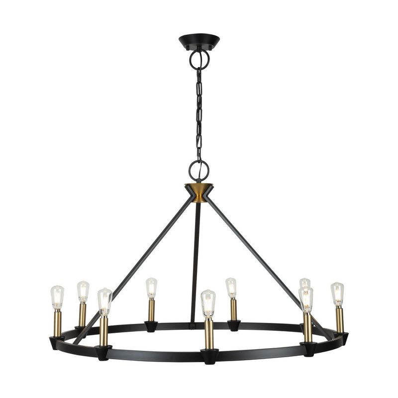 Nine Light Chandelier<br /><span style="color:#4AB0CE;">Entrega: 4-10 dias en USA</span><br /><span style="color:#4AB0CE;font-size:60%;">PREGUNTE POR ENTREGA EN PANAMA</span><br />Collection: Notting Hill<br />Finish: Black and Brushed Brass