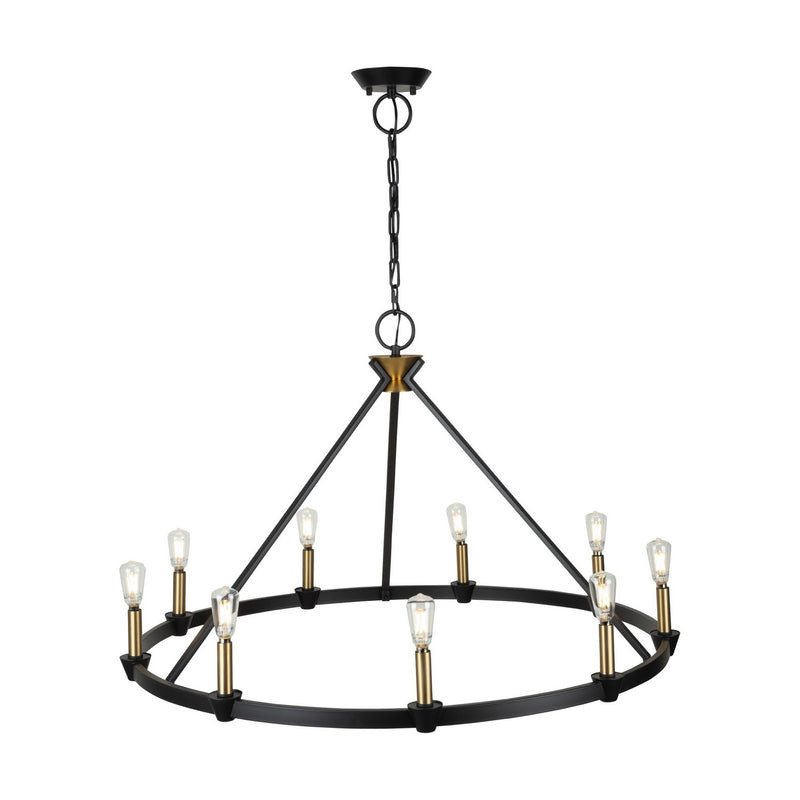 Nine Light Chandelier<br /><span style="color:#4AB0CE;">Entrega: 4-10 dias en USA</span><br /><span style="color:#4AB0CE;font-size:60%;">PREGUNTE POR ENTREGA EN PANAMA</span><br />Collection: Notting Hill<br />Finish: Black and Brushed Brass