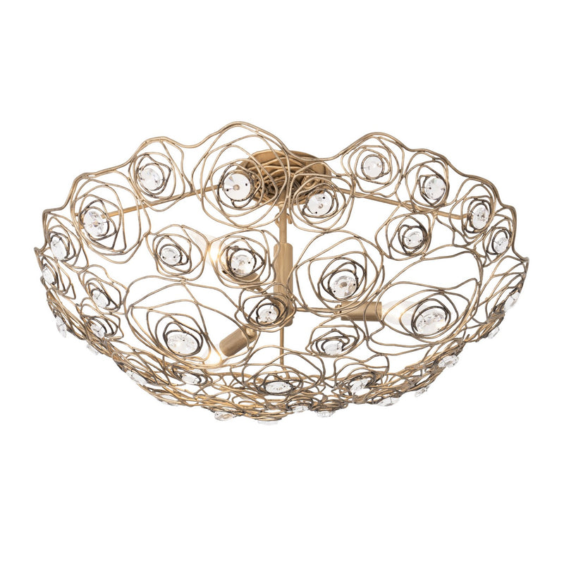 Three Light Semi-Flush Mount<br /><span style="color:#4AB0CE;">Entrega: 4-10 dias en USA</span><br /><span style="color:#4AB0CE;font-size:60%;">PREGUNTE POR ENTREGA EN PANAMA</span><br />Collection: Ethereal Rose<br />Finish: Havana Gold Ombre