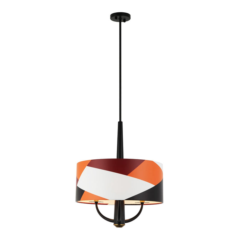 Three Light Pendant<br /><span style="color:#4AB0CE;">Entrega: 4-10 dias en USA</span><br /><span style="color:#4AB0CE;font-size:60%;">PREGUNTE POR ENTREGA EN PANAMA</span><br />Collection: Patchwork<br />Finish: Black/Satin Brass/Patchwork