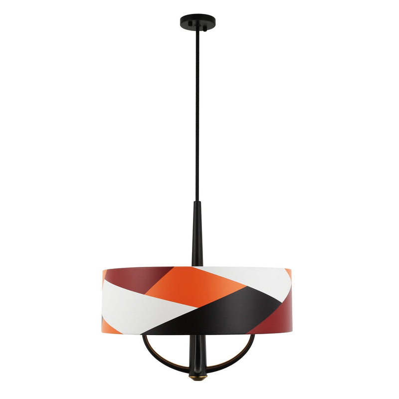 Four Light Pendant<br /><span style="color:#4AB0CE;">Entrega: 4-10 dias en USA</span><br /><span style="color:#4AB0CE;font-size:60%;">PREGUNTE POR ENTREGA EN PANAMA</span><br />Collection: Patchwork<br />Finish: Black/Satin Brass/Patchwork