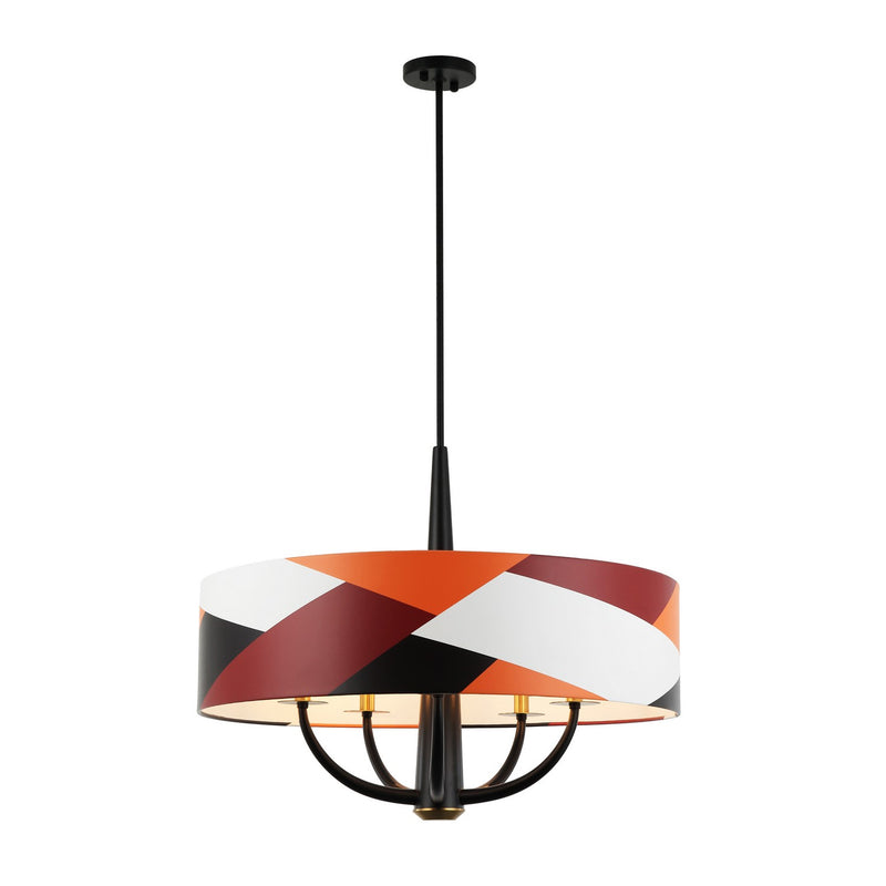 Five Light Pendant<br /><span style="color:#4AB0CE;">Entrega: 4-10 dias en USA</span><br /><span style="color:#4AB0CE;font-size:60%;">PREGUNTE POR ENTREGA EN PANAMA</span><br />Collection: Patchwork<br />Finish: Black/Satin Brass/Patchwork