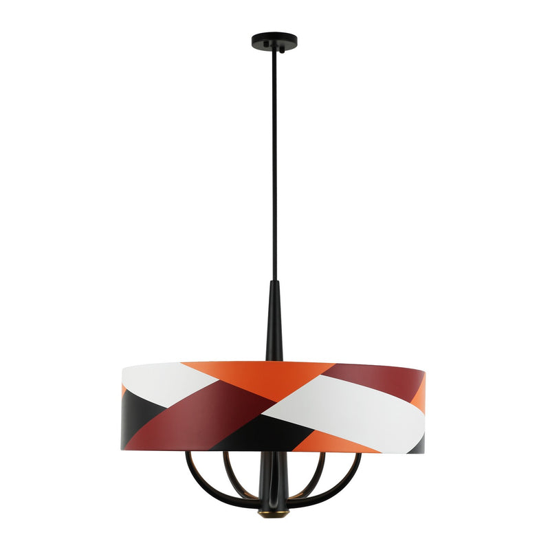 Five Light Pendant<br /><span style="color:#4AB0CE;">Entrega: 4-10 dias en USA</span><br /><span style="color:#4AB0CE;font-size:60%;">PREGUNTE POR ENTREGA EN PANAMA</span><br />Collection: Patchwork<br />Finish: Black/Satin Brass/Patchwork