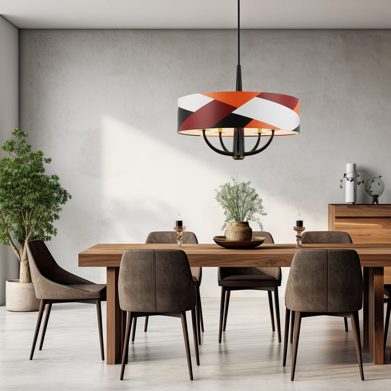 Five Light Pendant<br /><span style="color:#4AB0CE;">Entrega: 4-10 dias en USA</span><br /><span style="color:#4AB0CE;font-size:60%;">PREGUNTE POR ENTREGA EN PANAMA</span><br />Collection: Patchwork<br />Finish: Black/Satin Brass/Patchwork