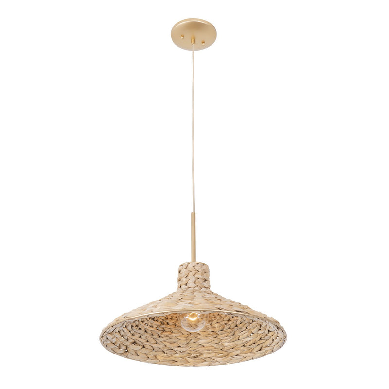 One Light Pendant<br /><span style="color:#4AB0CE;">Entrega: 4-10 dias en USA</span><br /><span style="color:#4AB0CE;font-size:60%;">PREGUNTE POR ENTREGA EN PANAMA</span><br />Collection: Hilton Head<br />Finish: French Gold/Natural Seagrass