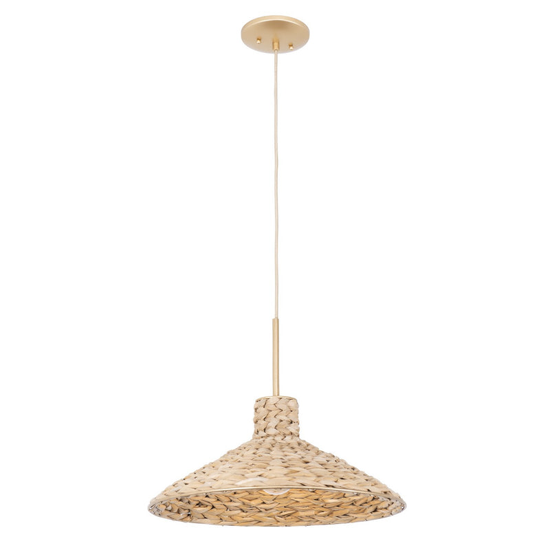 One Light Pendant<br /><span style="color:#4AB0CE;">Entrega: 4-10 dias en USA</span><br /><span style="color:#4AB0CE;font-size:60%;">PREGUNTE POR ENTREGA EN PANAMA</span><br />Collection: Hilton Head<br />Finish: French Gold/Natural Seagrass