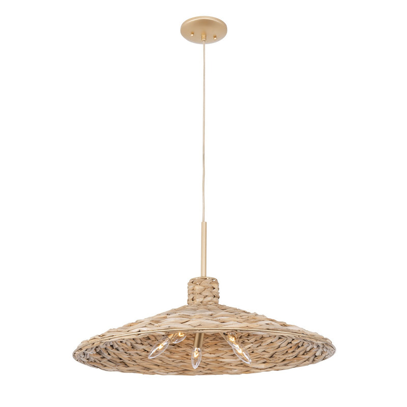 Five Light Pendant<br /><span style="color:#4AB0CE;">Entrega: 4-10 dias en USA</span><br /><span style="color:#4AB0CE;font-size:60%;">PREGUNTE POR ENTREGA EN PANAMA</span><br />Collection: Hilton Head<br />Finish: French Gold/Natural Seagrass