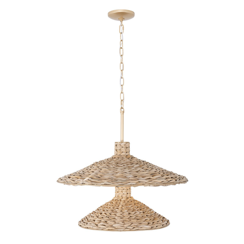 Nine Light Pendant<br /><span style="color:#4AB0CE;">Entrega: 4-10 dias en USA</span><br /><span style="color:#4AB0CE;font-size:60%;">PREGUNTE POR ENTREGA EN PANAMA</span><br />Collection: Hilton Head<br />Finish: French Gold/Natural Seagrass