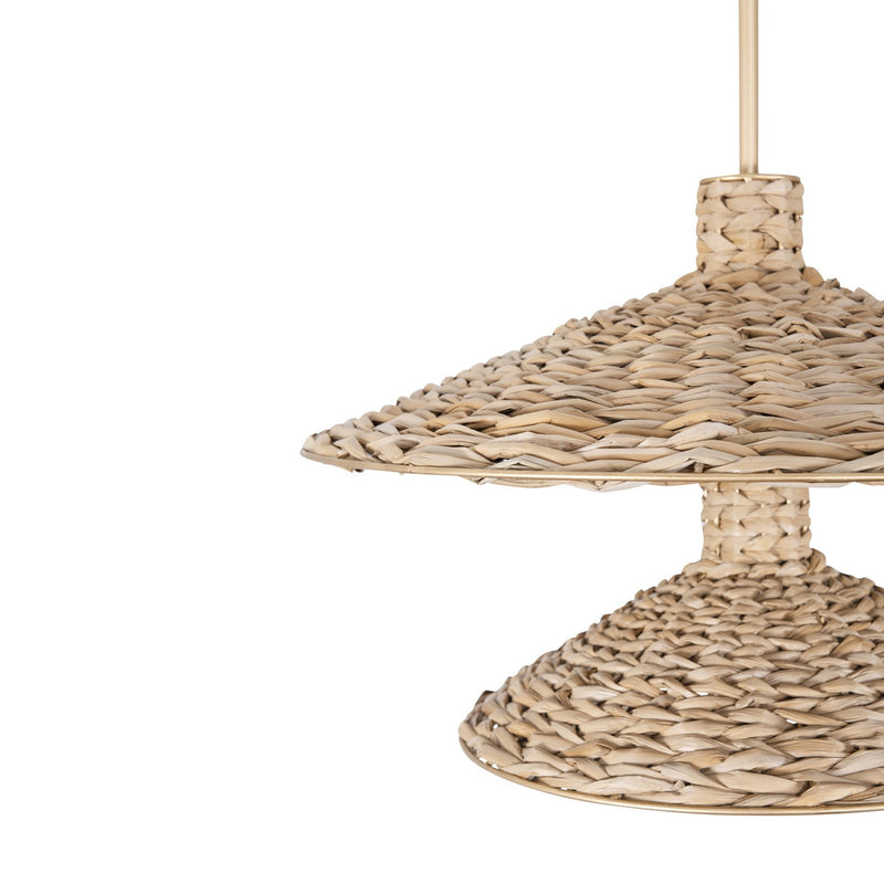 Varaluz - 502P09FGN - Nine Light Pendant - Hilton Head - French Gold/Natural Seagrass