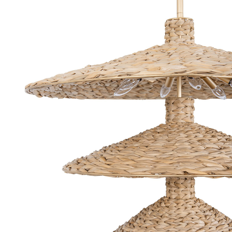 Varaluz - 502P15FGN - 15 Light Pendant - Hilton Head - French Gold/Natural Seagrass