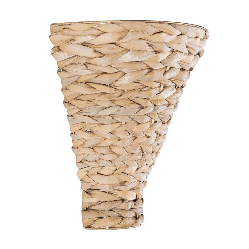 One Light Wall Sconce<br /><span style="color:#4AB0CE;">Entrega: 4-10 dias en USA</span><br /><span style="color:#4AB0CE;font-size:60%;">PREGUNTE POR ENTREGA EN PANAMA</span><br />Collection: Hilton Head<br />Finish: French Gold/Natural Seagrass