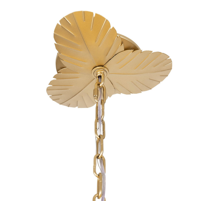 Nine Light Chandelier<br /><span style="color:#4AB0CE;">Entrega: 4-10 dias en USA</span><br /><span style="color:#4AB0CE;font-size:60%;">PREGUNTE POR ENTREGA EN PANAMA</span><br />Collection: Banana Leaf<br />Finish: French Gold/Natural Seagrass