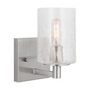 One Light Wall / Bath Sconce<br /><span style="color:#4AB0CE;">Entrega: 4-10 dias en USA</span><br /><span style="color:#4AB0CE;font-size:60%;">PREGUNTE POR ENTREGA EN PANAMA</span><br />Collection: Parker<br />Finish: Brushed Steel