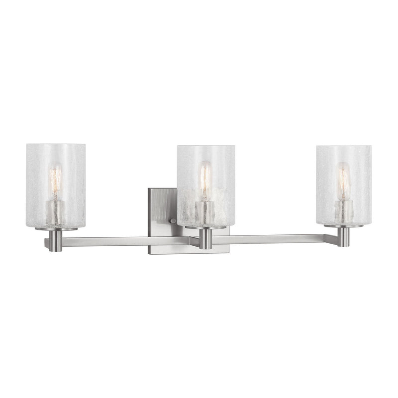 Three Light Wall / Bath<br /><span style="color:#4AB0CE;">Entrega: 4-10 dias en USA</span><br /><span style="color:#4AB0CE;font-size:60%;">PREGUNTE POR ENTREGA EN PANAMA</span><br />Collection: Parker<br />Finish: Brushed Steel