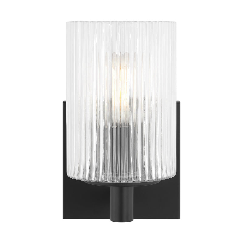 One Light Wall / Bath Sconce<br /><span style="color:#4AB0CE;">Entrega: 4-10 dias en USA</span><br /><span style="color:#4AB0CE;font-size:60%;">PREGUNTE POR ENTREGA EN PANAMA</span><br />Collection: Lando<br />Finish: Midnight Black