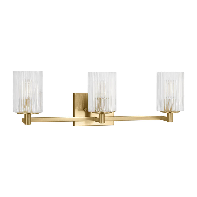 Three Light Wall / Bath<br /><span style="color:#4AB0CE;">Entrega: 10-11 semanas en USA</span><br /><span style="color:#4AB0CE;font-size:60%;">PREGUNTE POR ENTREGA EN PANAMA</span><br />Collection: Lando<br />Finish: Satin Bronze