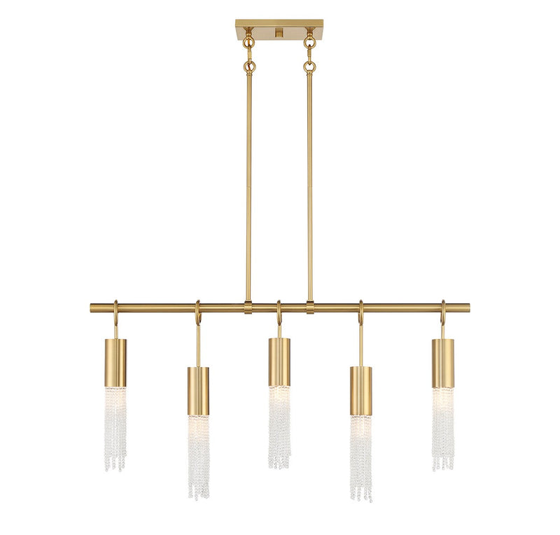 Five Light Linear Chandelier<br /><span style="color:#4AB0CE;">Entrega: 4-10 dias en USA</span><br /><span style="color:#4AB0CE;font-size:60%;">PREGUNTE POR ENTREGA EN PANAMA</span><br />Collection: Chelsea<br />Finish: Warm Brass