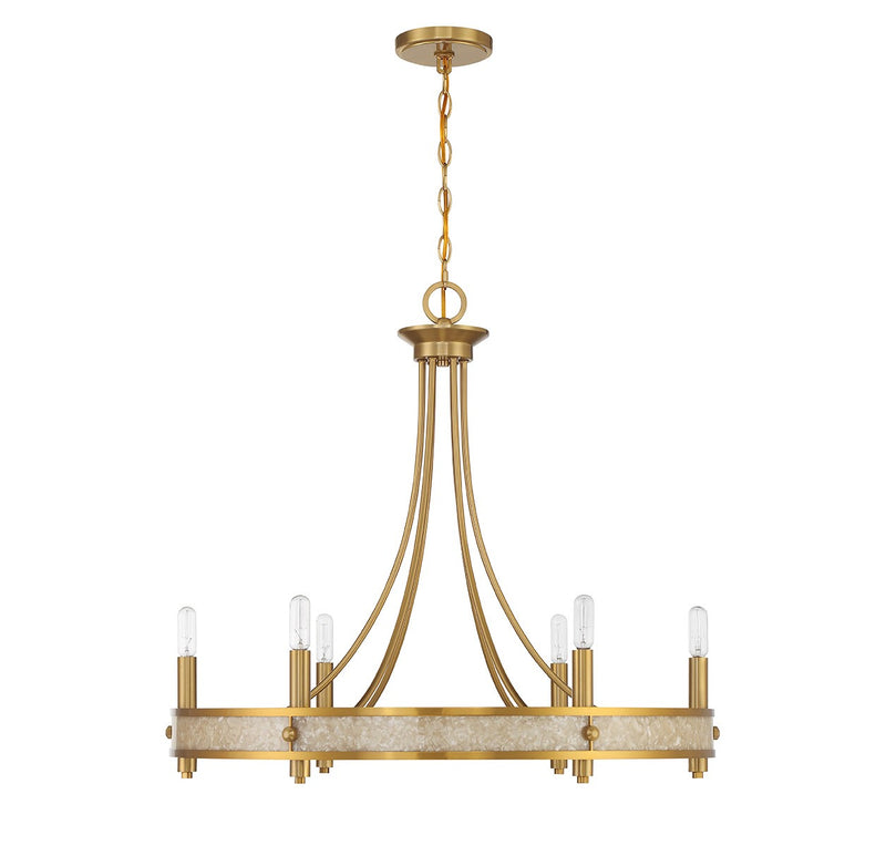 Six Light Chandelier<br /><span style="color:#4AB0CE;">Entrega: 4-10 dias en USA</span><br /><span style="color:#4AB0CE;font-size:60%;">PREGUNTE POR ENTREGA EN PANAMA</span><br />Collection: Camden<br />Finish: Warm Brass