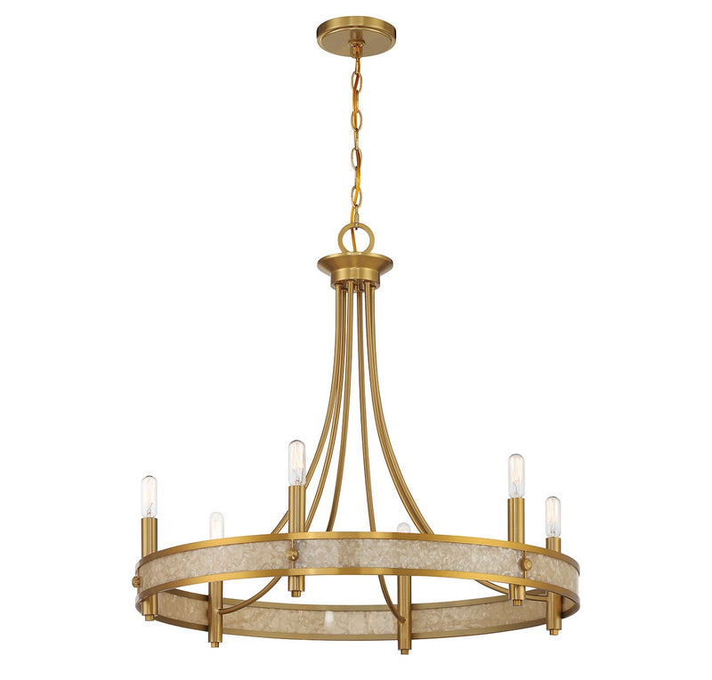 Six Light Chandelier<br /><span style="color:#4AB0CE;">Entrega: 4-10 dias en USA</span><br /><span style="color:#4AB0CE;font-size:60%;">PREGUNTE POR ENTREGA EN PANAMA</span><br />Collection: Camden<br />Finish: Warm Brass