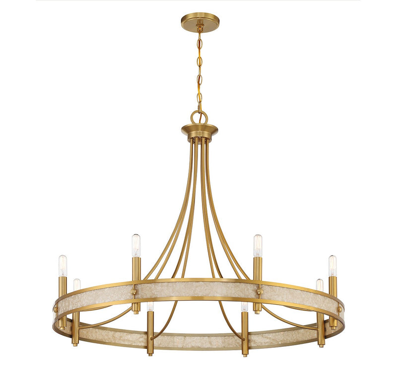 Eight Light Chandelier<br /><span style="color:#4AB0CE;">Entrega: 4-10 dias en USA</span><br /><span style="color:#4AB0CE;font-size:60%;">PREGUNTE POR ENTREGA EN PANAMA</span><br />Collection: Camden<br />Finish: Warm Brass