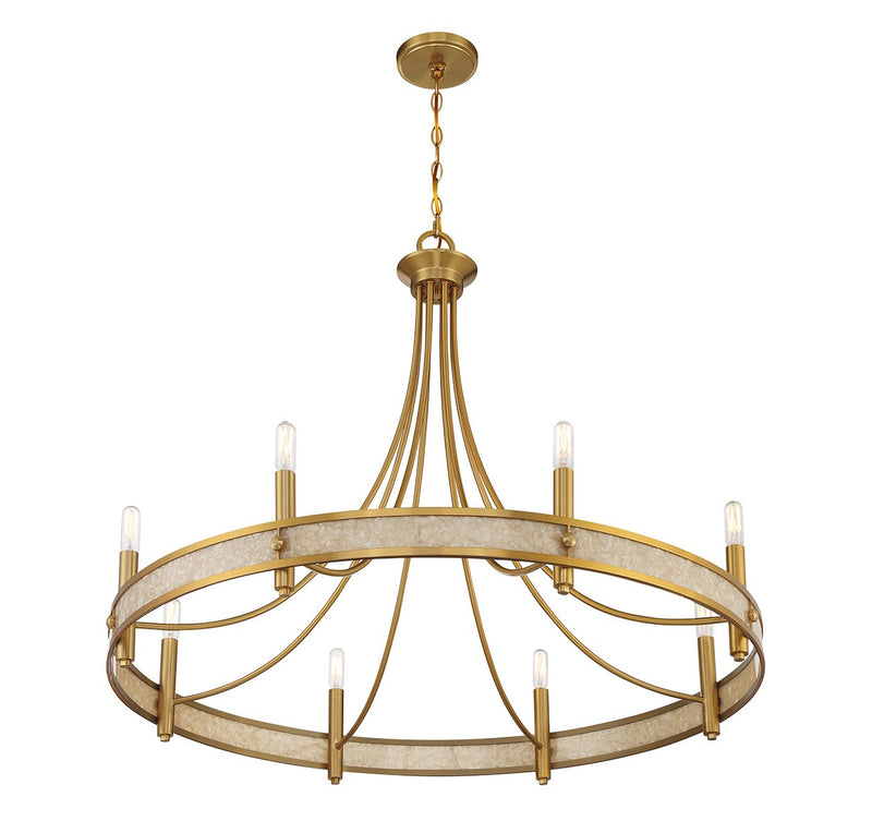 Eight Light Chandelier<br /><span style="color:#4AB0CE;">Entrega: 4-10 dias en USA</span><br /><span style="color:#4AB0CE;font-size:60%;">PREGUNTE POR ENTREGA EN PANAMA</span><br />Collection: Camden<br />Finish: Warm Brass