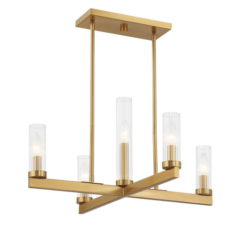 Five Light Chandelier<br /><span style="color:#4AB0CE;">Entrega: 4-10 dias en USA</span><br /><span style="color:#4AB0CE;font-size:60%;">PREGUNTE POR ENTREGA EN PANAMA</span><br />Collection: Carina<br />Finish: Warm Brass