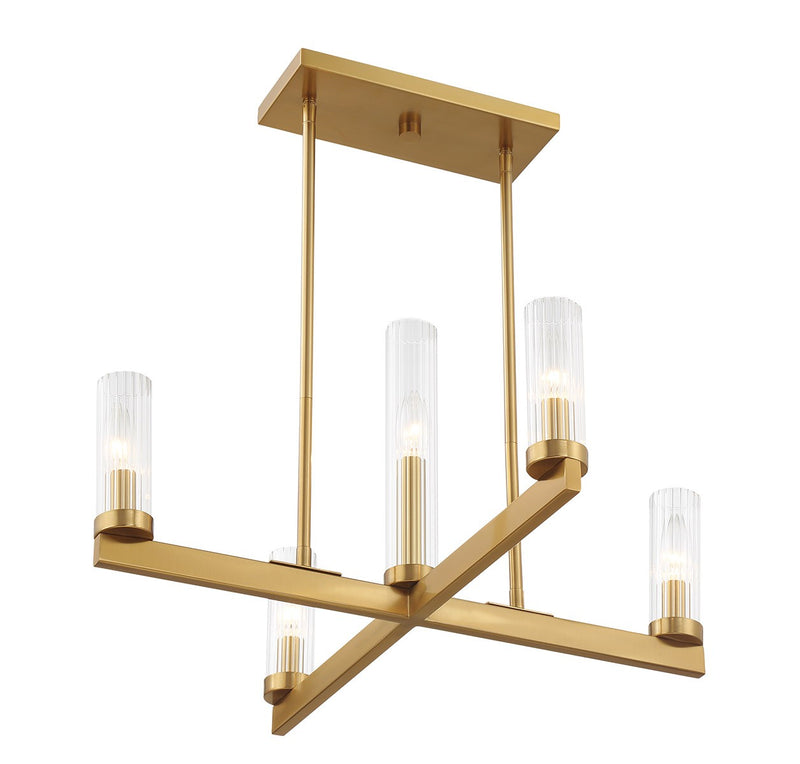 Five Light Chandelier<br /><span style="color:#4AB0CE;">Entrega: 4-10 dias en USA</span><br /><span style="color:#4AB0CE;font-size:60%;">PREGUNTE POR ENTREGA EN PANAMA</span><br />Collection: Carina<br />Finish: Warm Brass