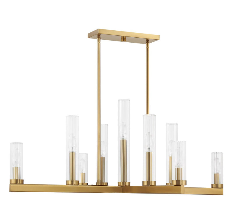 Nine Light Chandelier<br /><span style="color:#4AB0CE;">Entrega: 4-10 dias en USA</span><br /><span style="color:#4AB0CE;font-size:60%;">PREGUNTE POR ENTREGA EN PANAMA</span><br />Collection: Carina<br />Finish: Warm Brass