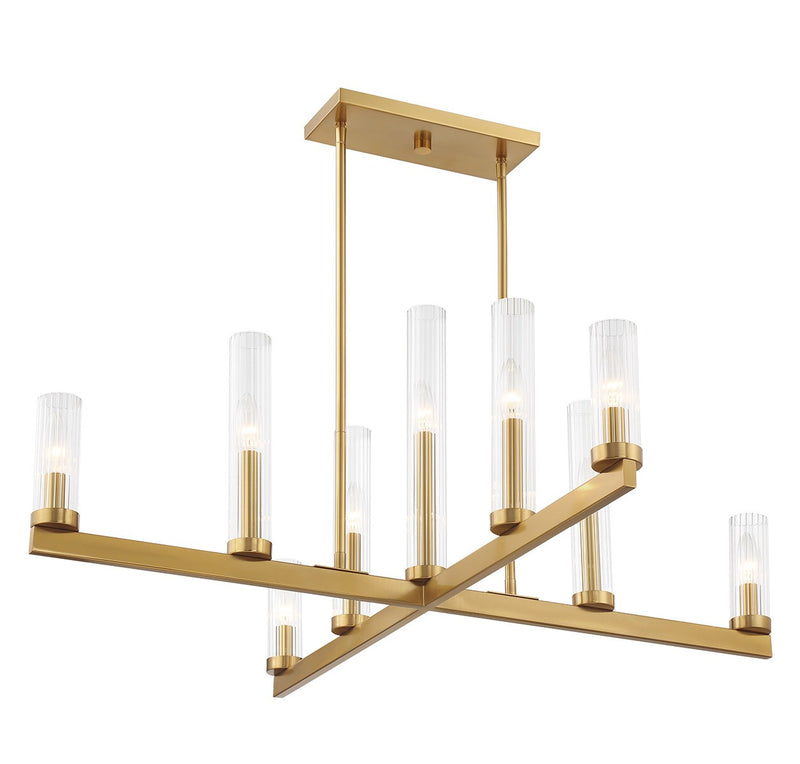 Nine Light Chandelier<br /><span style="color:#4AB0CE;">Entrega: 4-10 dias en USA</span><br /><span style="color:#4AB0CE;font-size:60%;">PREGUNTE POR ENTREGA EN PANAMA</span><br />Collection: Carina<br />Finish: Warm Brass