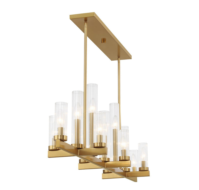 13 Light Linear Chandelier<br /><span style="color:#4AB0CE;">Entrega: 4-10 dias en USA</span><br /><span style="color:#4AB0CE;font-size:60%;">PREGUNTE POR ENTREGA EN PANAMA</span><br />Collection: Carina<br />Finish: Warm Brass