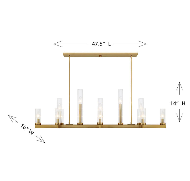 Savoy House - 1-2636-13-322 - 13 Light Linear Chandelier - Carina - Warm Brass