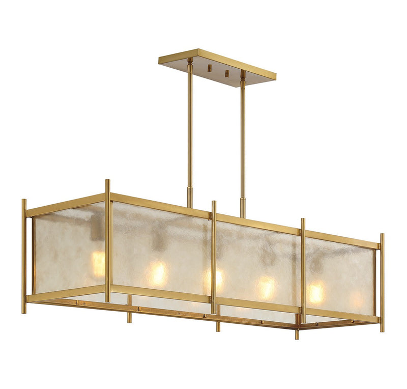 Five Light Linear Chandelier<br /><span style="color:#4AB0CE;">Entrega: 4-10 dias en USA</span><br /><span style="color:#4AB0CE;font-size:60%;">PREGUNTE POR ENTREGA EN PANAMA</span><br />Collection: Jacobs<br />Finish: Warm Brass