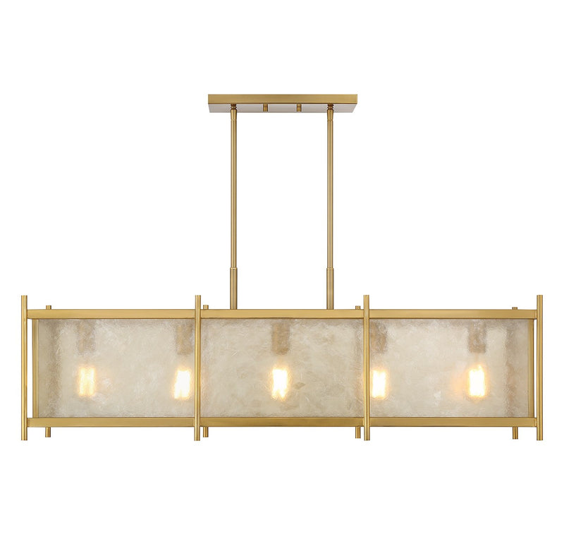 Five Light Linear Chandelier<br /><span style="color:#4AB0CE;">Entrega: 4-10 dias en USA</span><br /><span style="color:#4AB0CE;font-size:60%;">PREGUNTE POR ENTREGA EN PANAMA</span><br />Collection: Jacobs<br />Finish: Warm Brass