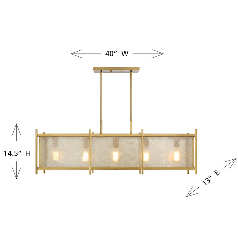 Savoy House - 1-3802-5-322 - Five Light Linear Chandelier - Jacobs - Warm Brass