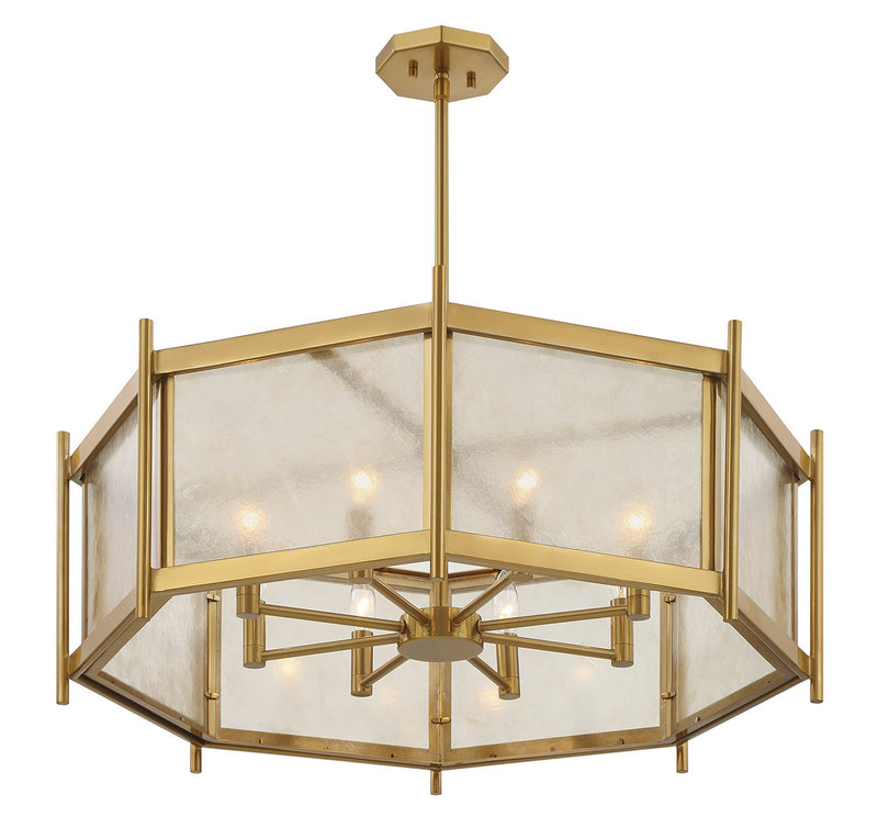 Eight Light Chandelier<br /><span style="color:#4AB0CE;">Entrega: 4-10 dias en USA</span><br /><span style="color:#4AB0CE;font-size:60%;">PREGUNTE POR ENTREGA EN PANAMA</span><br />Collection: Jacobs<br />Finish: Warm Brass