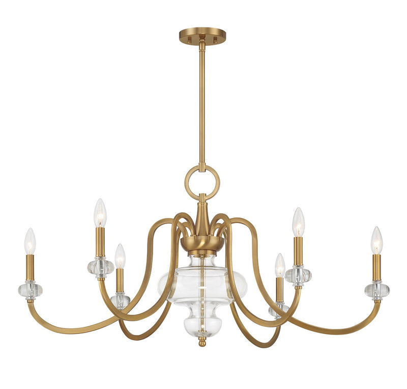 Six Light Chandelier<br /><span style="color:#4AB0CE;">Entrega: 4-10 dias en USA</span><br /><span style="color:#4AB0CE;font-size:60%;">PREGUNTE POR ENTREGA EN PANAMA</span><br />Collection: Bergdorf<br />Finish: Warm Brass